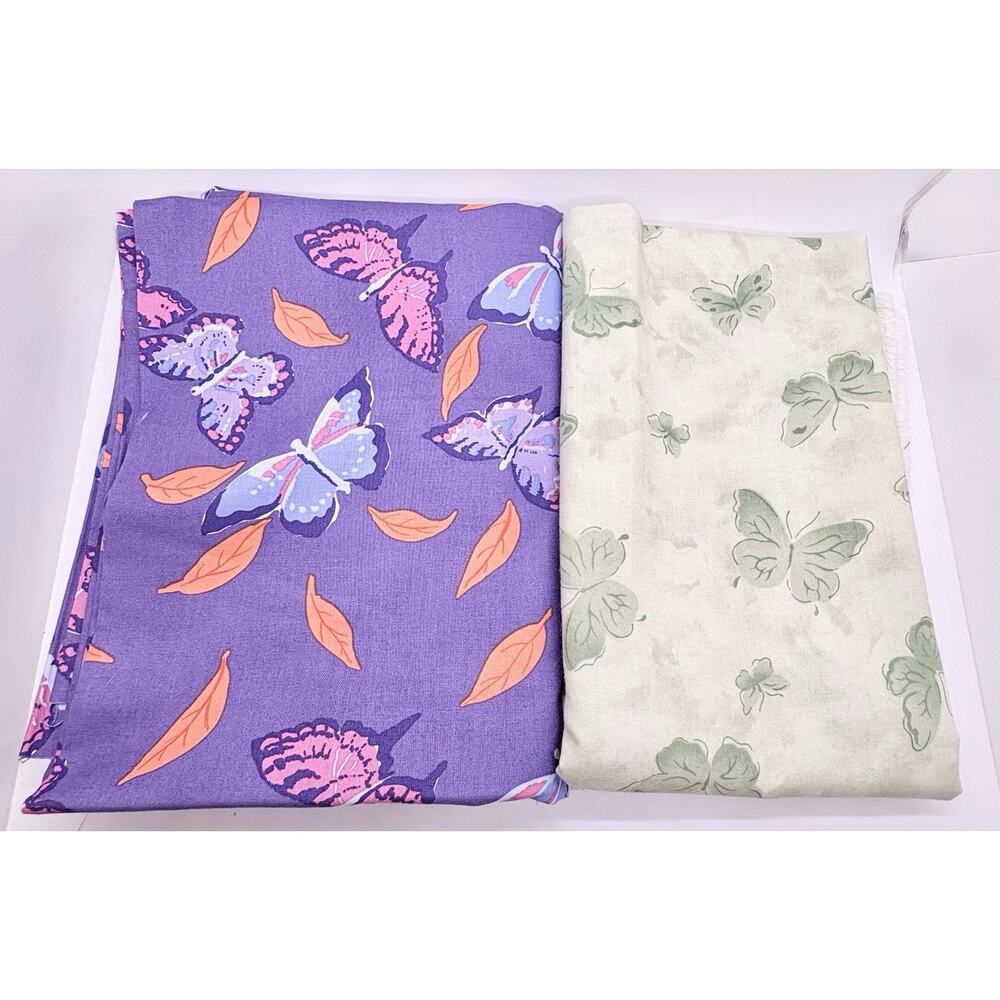 Fabric Butterfly Remnants Free Spirit By Jill Gordon & Green Butterfly Fabric